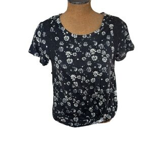 Rewind Floral Black and White Women's Top Size M